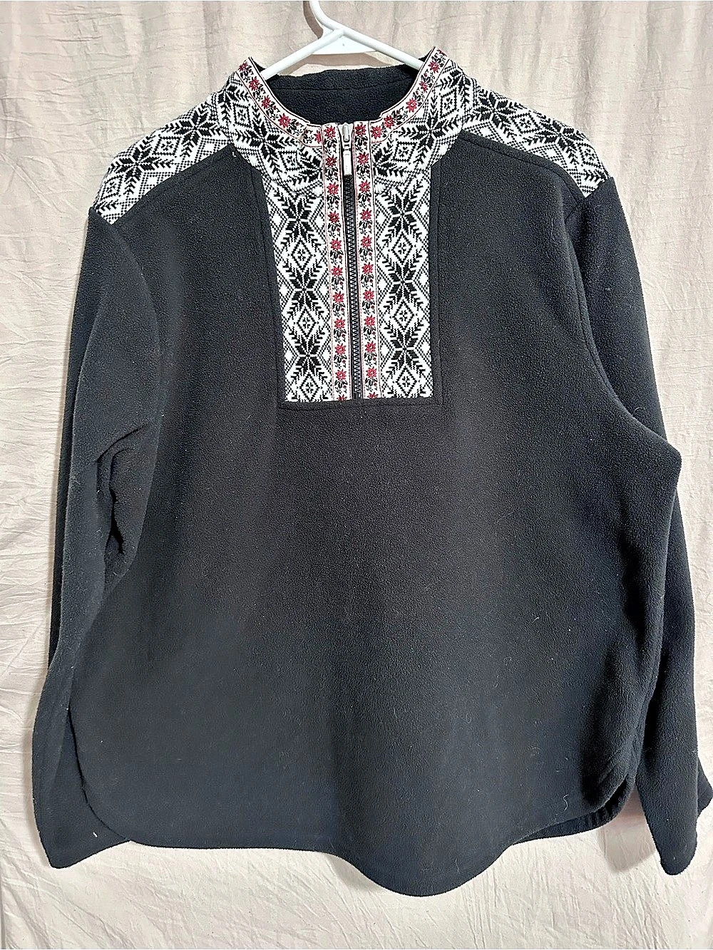 Y2K L.L.Bean Women's Nordic Snowflake quarter zip fleece pullover, size large
